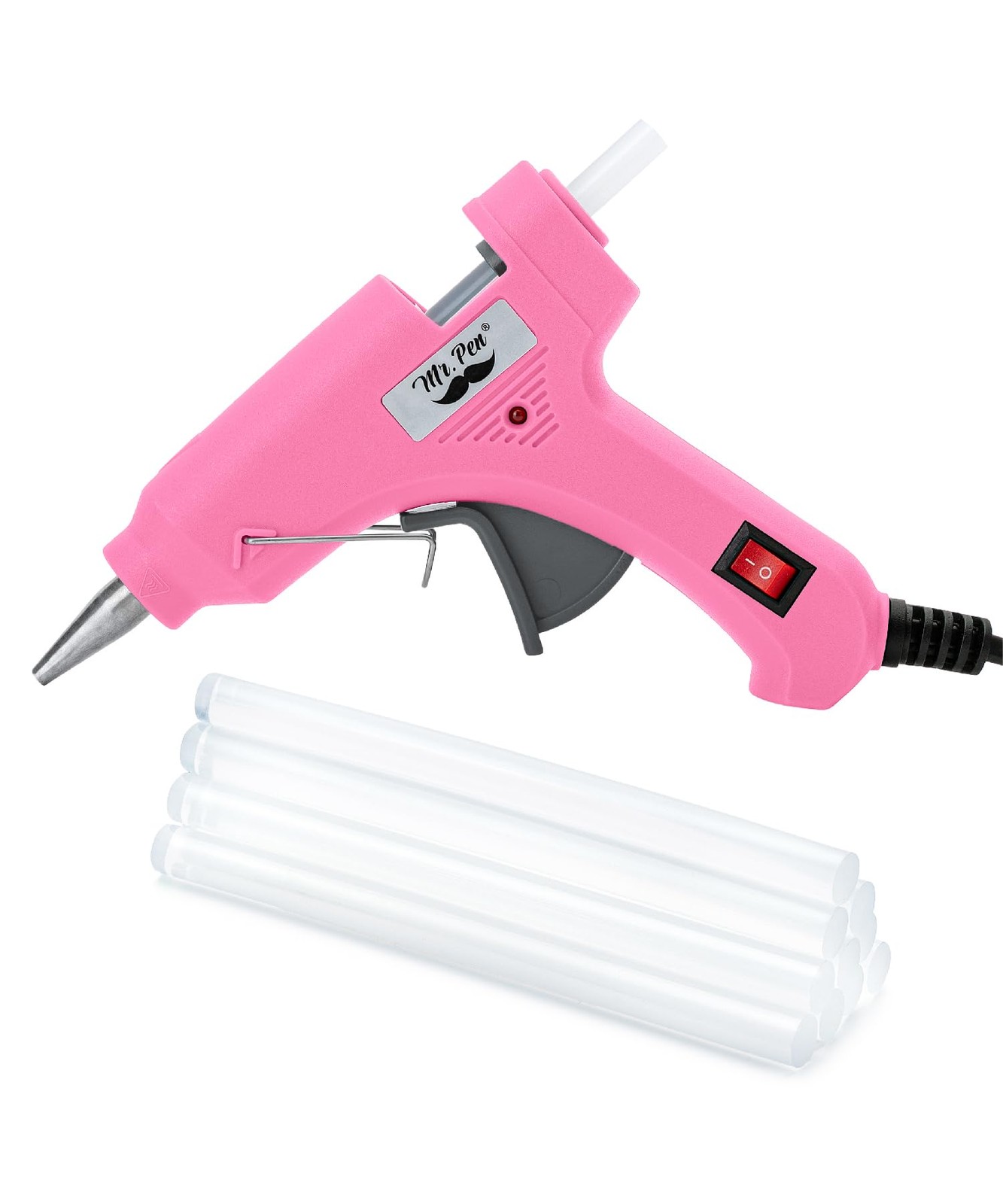 Mr. Pen- Mini Hot Glue Gun and with 10 Sticks, Pink & Gray