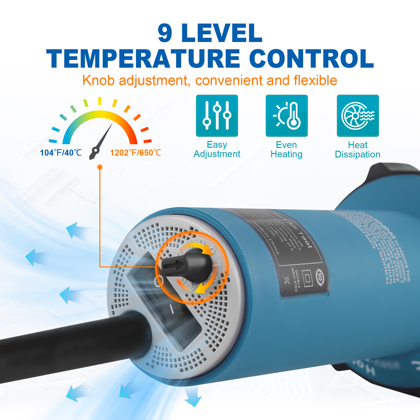 1500W Professional Heat Gun Hot Air Torch Plastic Welding Gun Roofing Welder