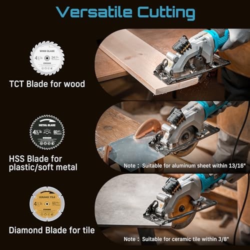 Mini Circular Saw with Laser Guide,4.8A 4000 RPM Compact Corded 4-1/2&Prime; corded