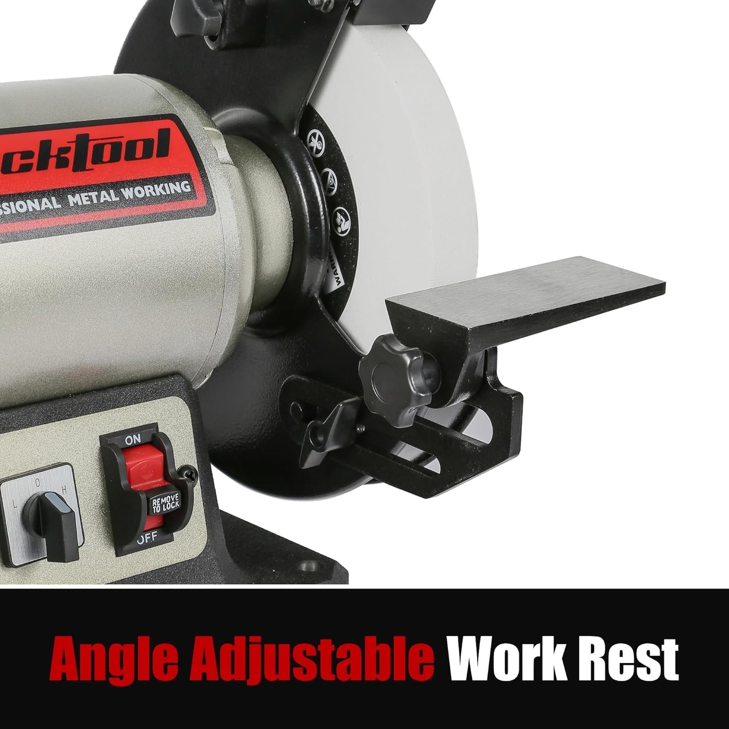 BUCKTOOL Bench Grinder and Buffer, 8-Inch Dual-Speed Grinder with Low/High Speed