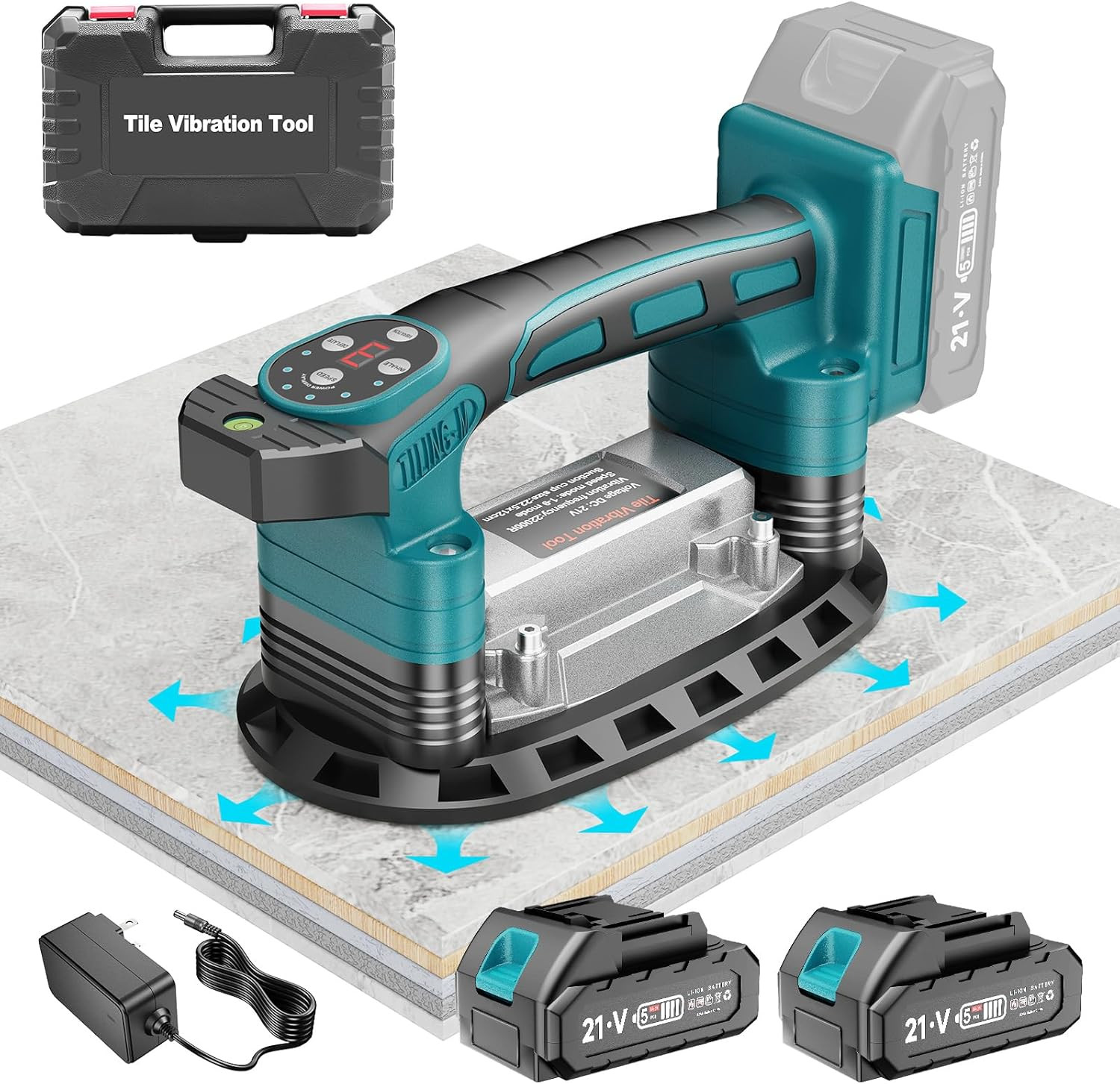 Cordless 3-in-1 Tile Vibration Tool with 2 Batteries & Suction Cups