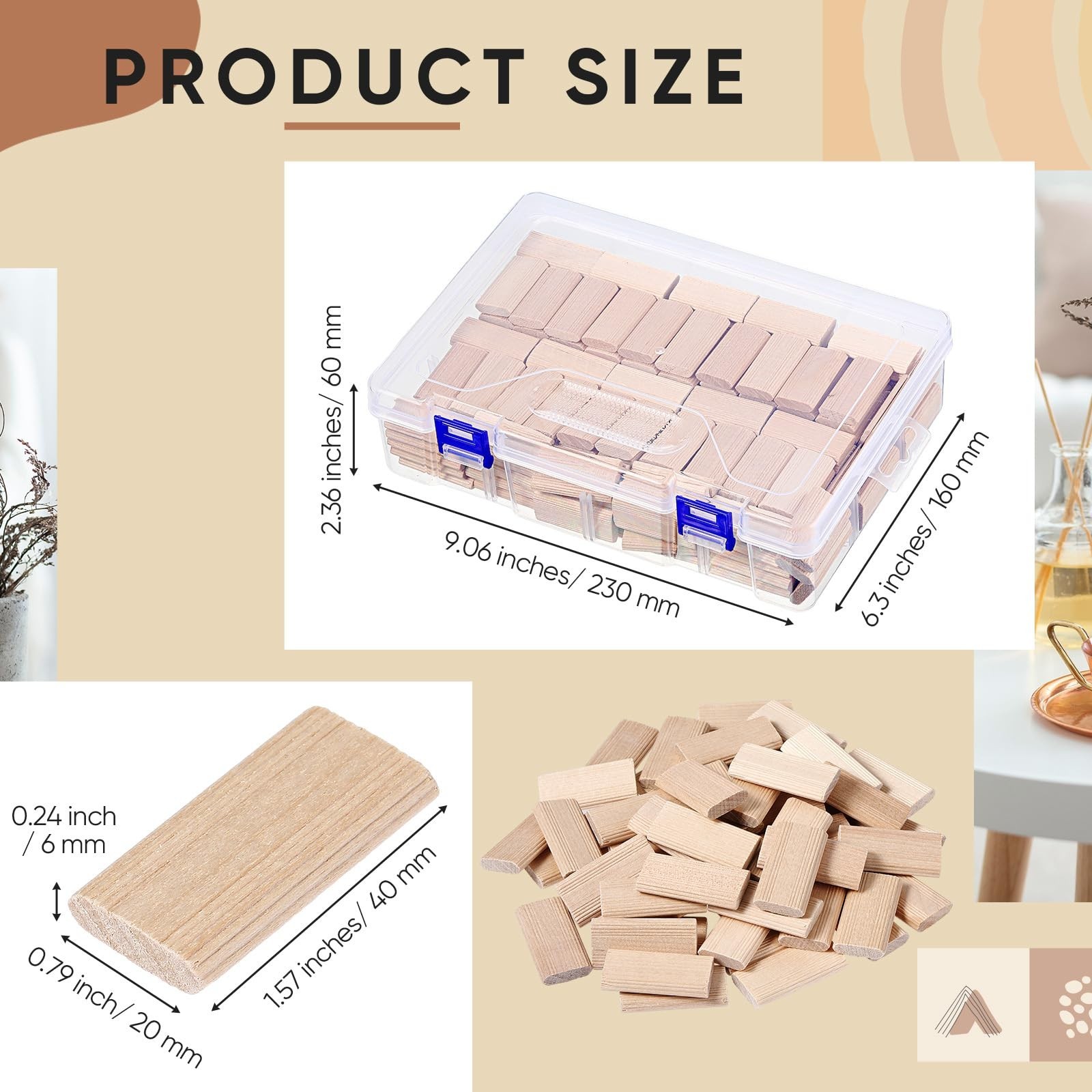 Loose Tenons for Joinery Systems – 200 Pcs Beech Wood Domino Dowels 6mm x 20mm x