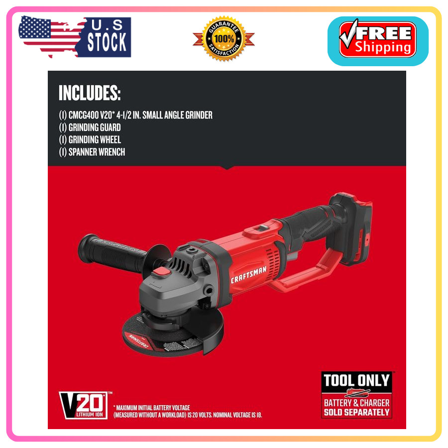 CRAFTSMAN V20* Angle Grinder, Small, 4-1/2-Inch, Tool Only (CMCG400B)