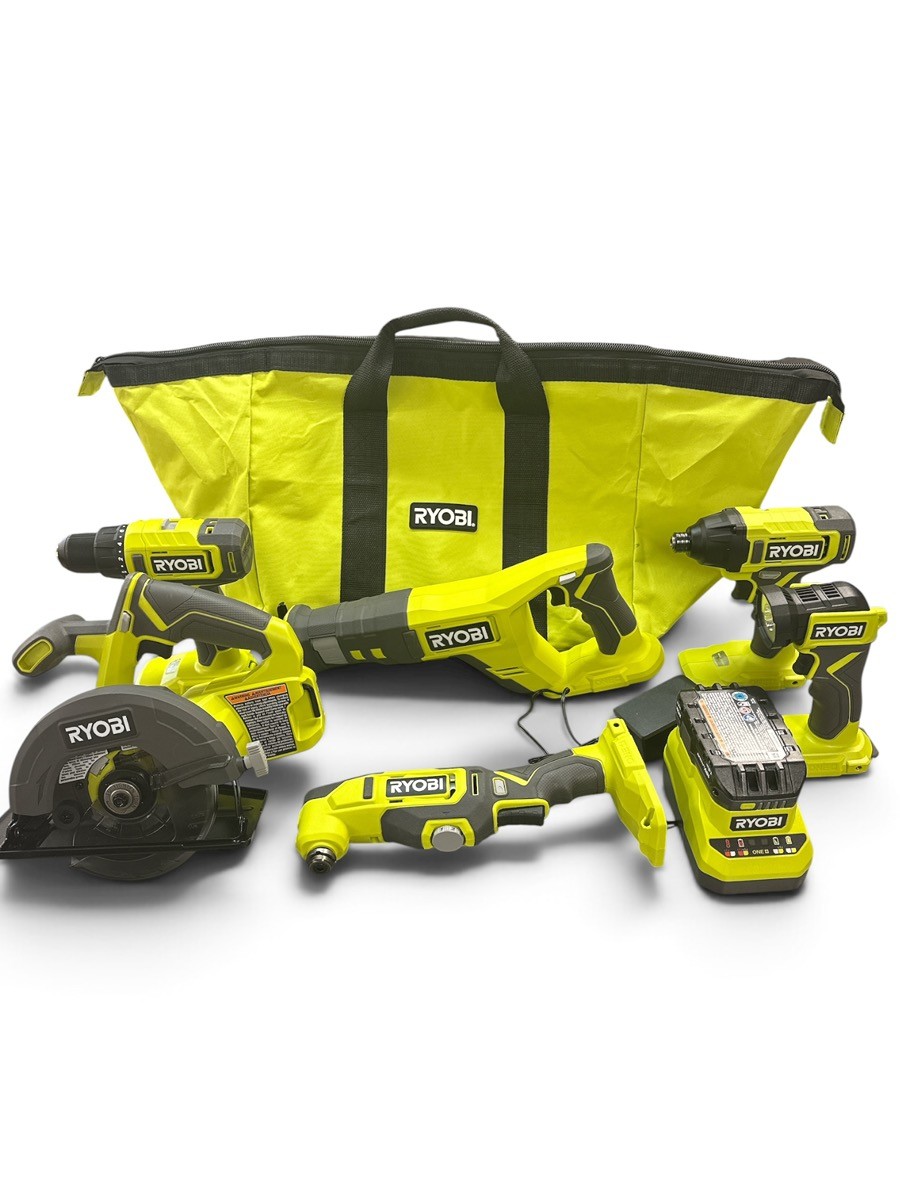 Ryobi PCL1600K2 18V Cordless 6-Tool Combo Kit Drill Saw Bag (oe) (PSH045099)