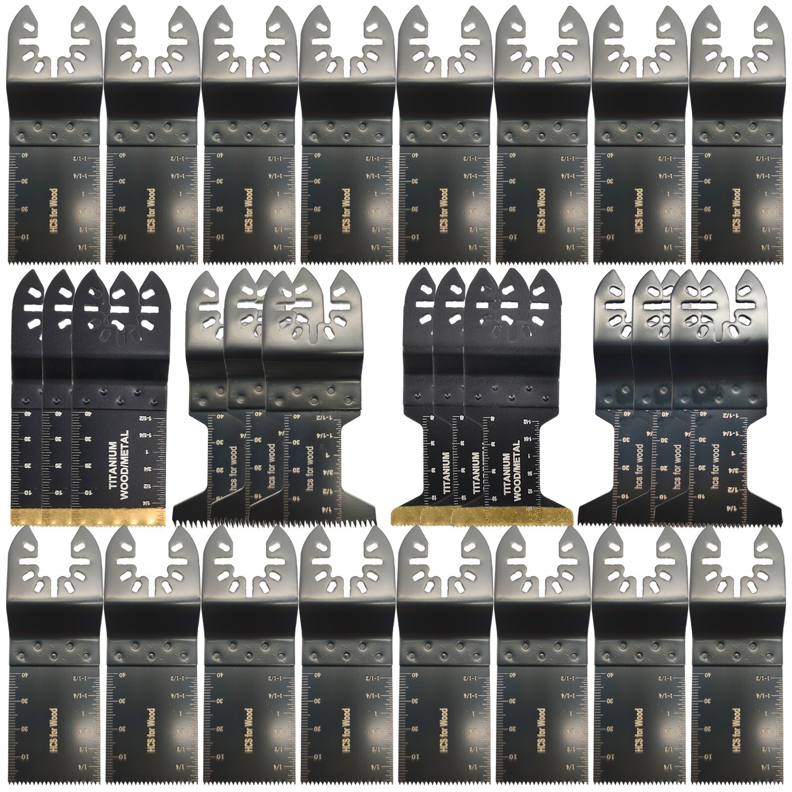 28pcs Titanium Oscillating Saw Blades Kit Oscillating Multitool Blades for Metal