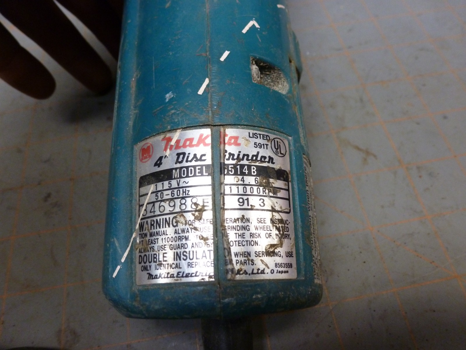 *As-Is Tested* Makita Disc Grinder, 9514B 4&Prime; Disc Grinder Corded Electric