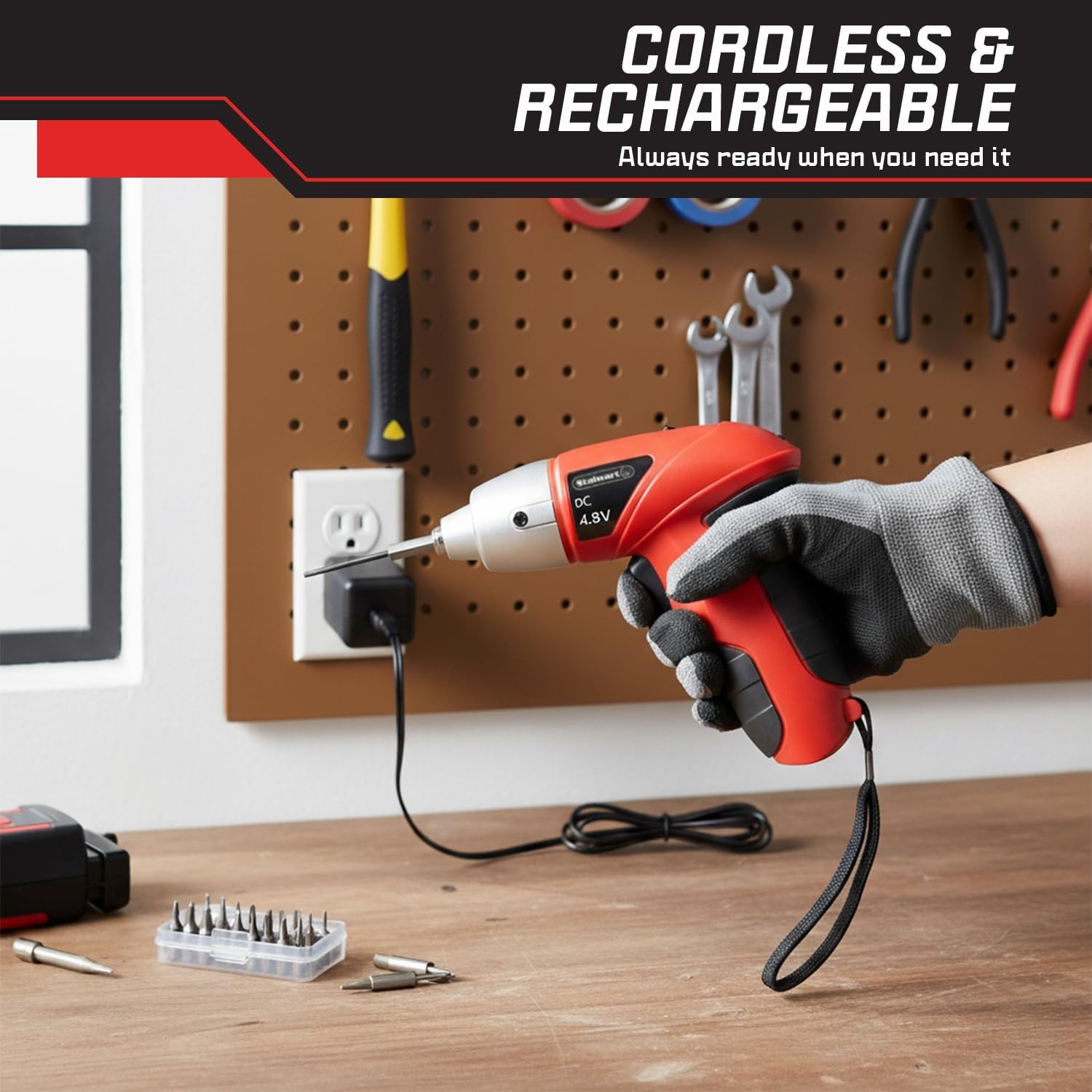 25-Piece Electric Screwdriver Set – Cordless Drill with LED Work Light, Autom…