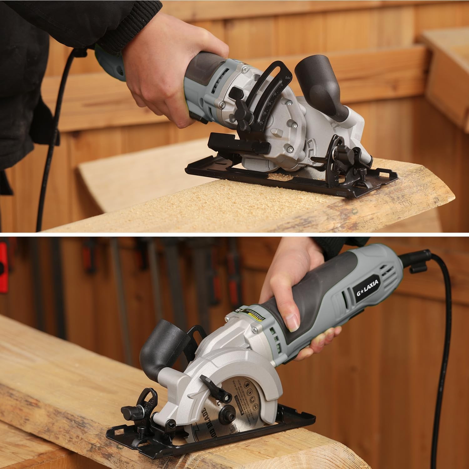 710W Mini Circular Saw, 5200RPM 6Amp Corded Compact Saw with 4-1/2&Prime; 24T TCT & 60
