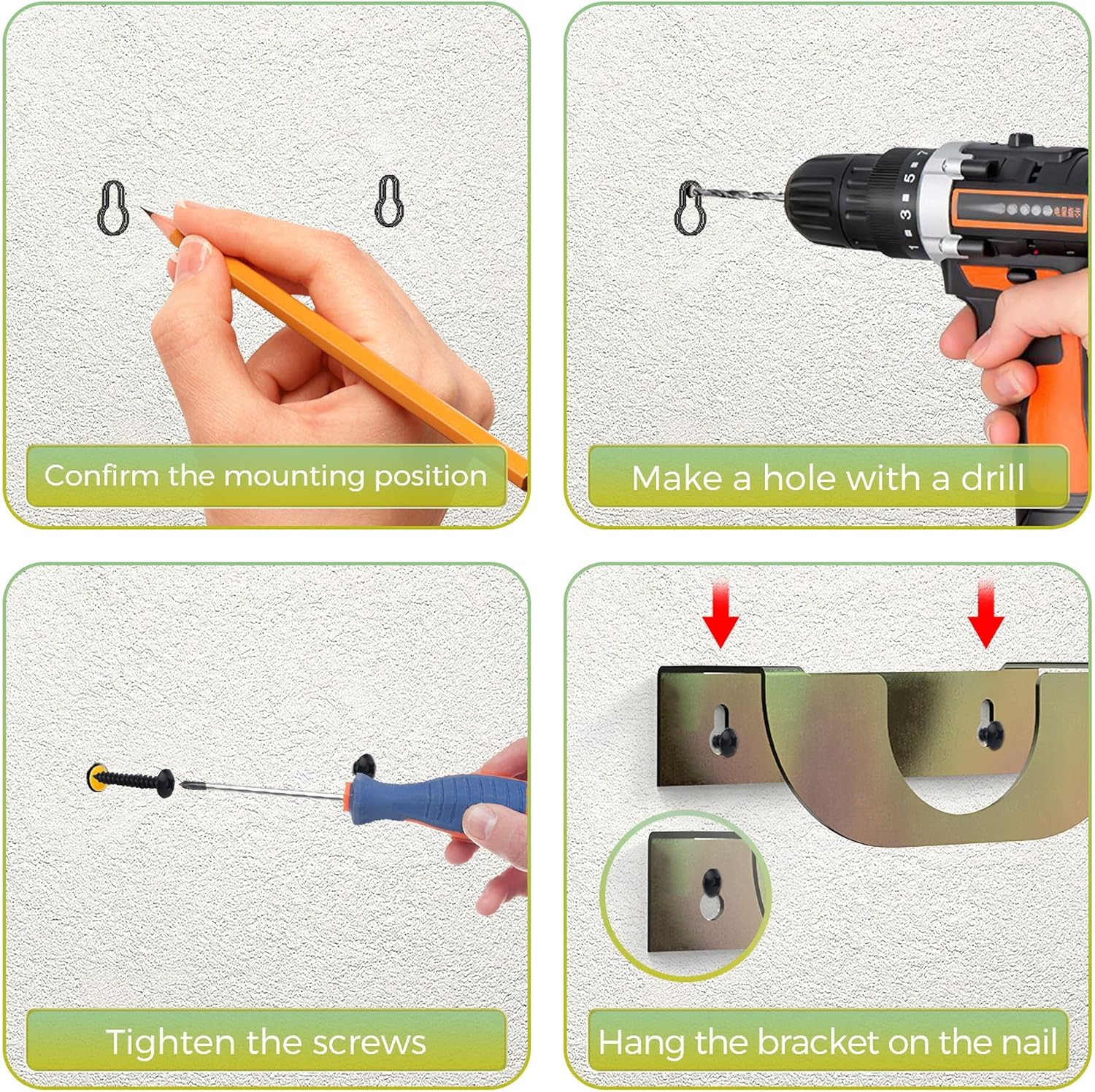4PCS Angle Grinder Holder Wall Mount, Heavy Duty Solid Steel Angle Grinder Hange