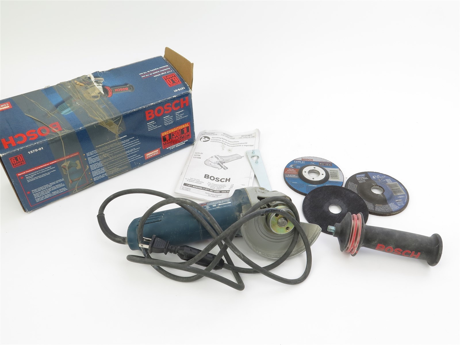 Bosch 4-1/2&Prime; Angle Grinder 6.0amp 11,000 rpm Model 1375-01 Corded