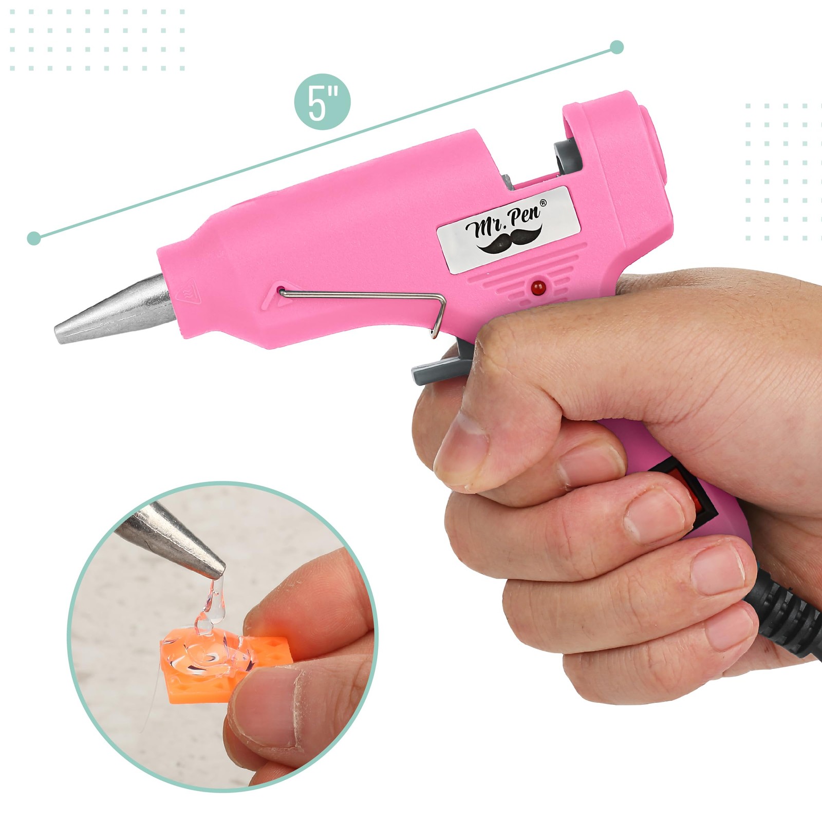 Mr. Pen- Mini Hot Glue Gun and with 10 Sticks, Pink & Gray