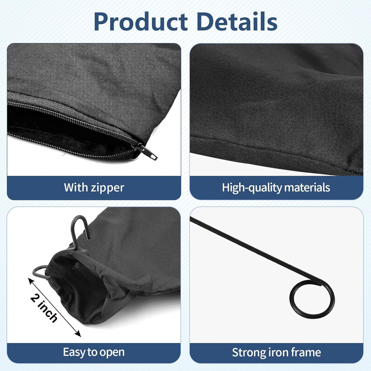 Miter Saw Dust Collection Bags, 2-Pack with Zipper, Fits 1.5&Prime; to 2&Prime; Ports