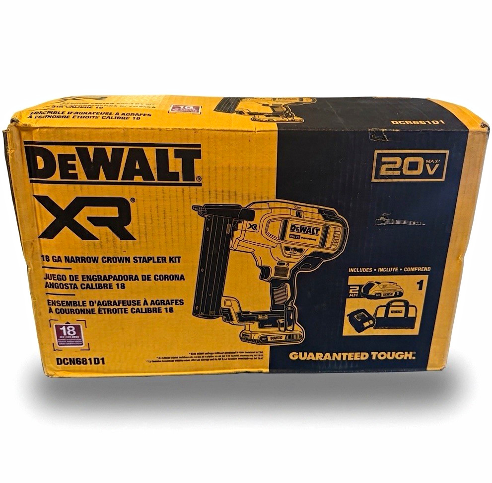 DEWALT 20V MAX XR Cordless 18-Gauge Narrow Crown Stapler Kit DCN681D1