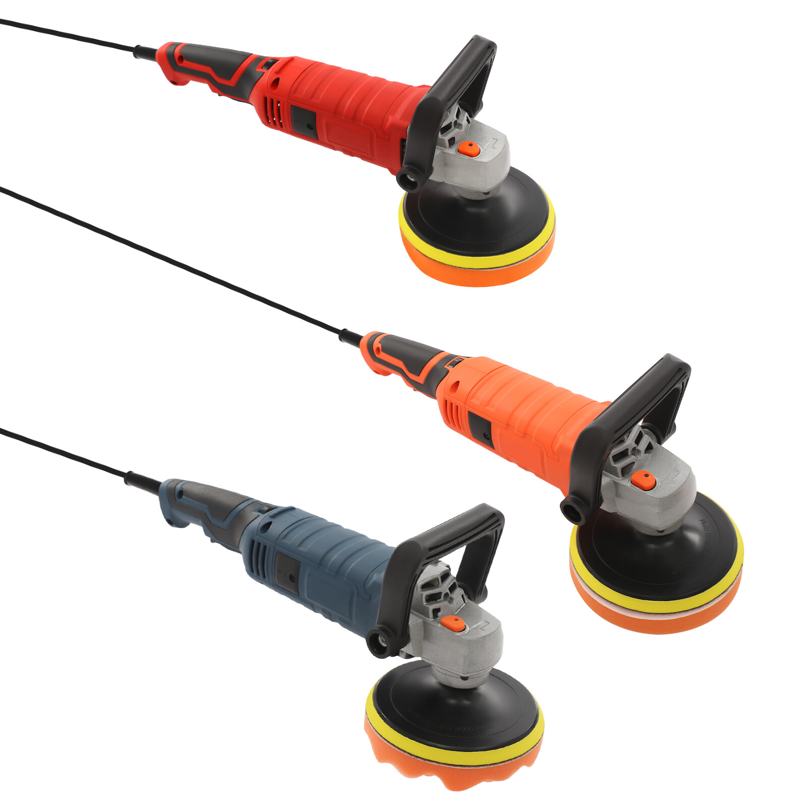 US 110V 50/60Hz Car Polishing Machine Set with 7 Variable Speeds Blue/Orange/Red