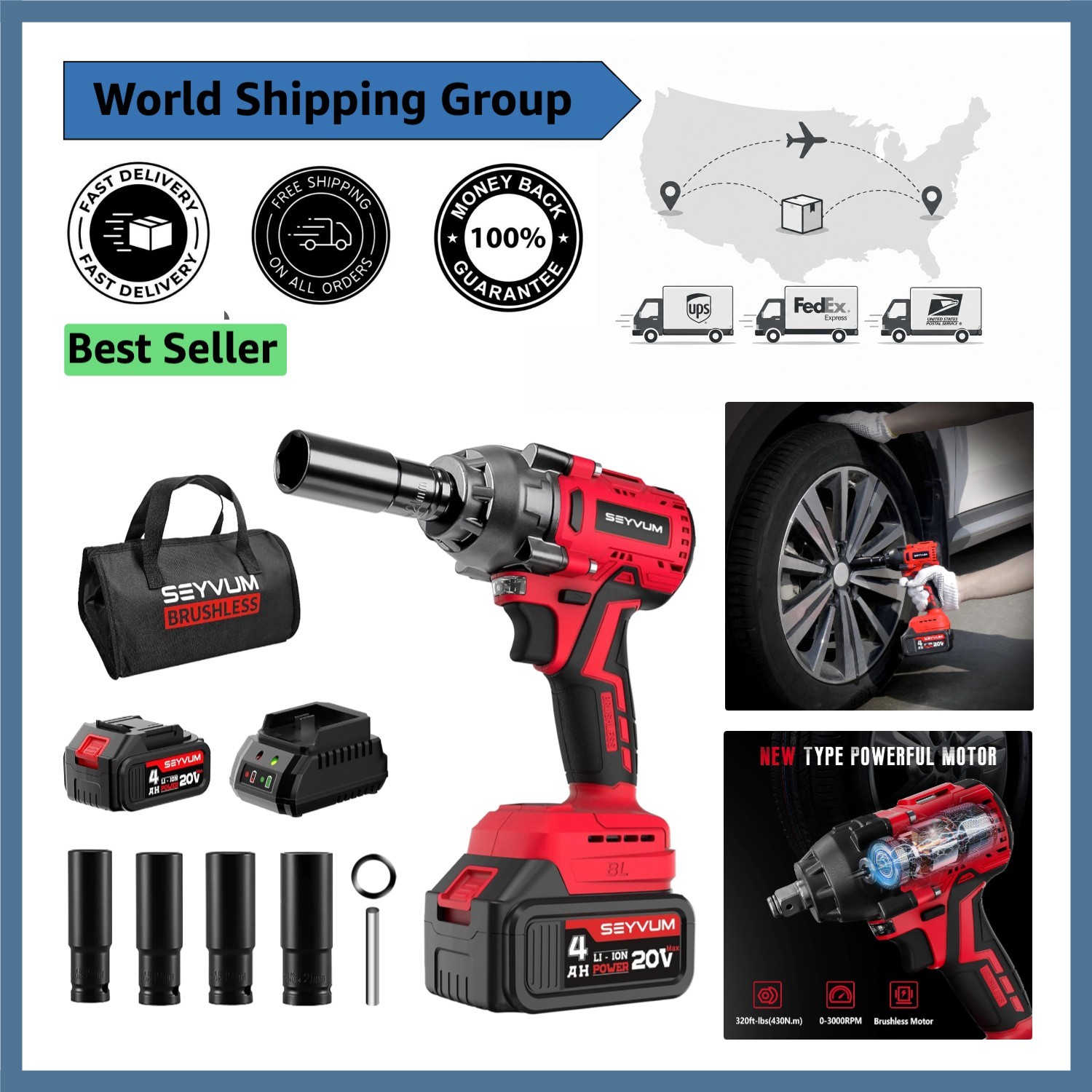 Compact Cordless Impact Gun with 20V Brushless Motor & High Torque Performance