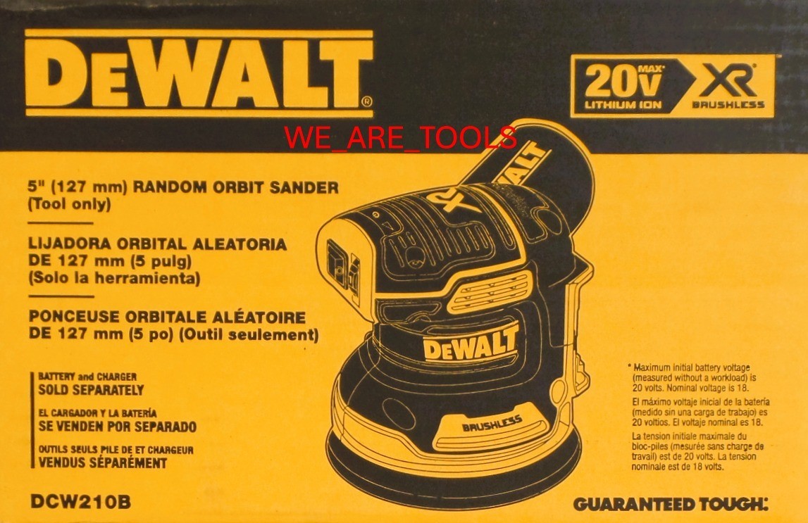 DeWalt DCW210B 20V MAX Cordless 5&Prime; Variable Orbital Sander Brushless 20 Volt
