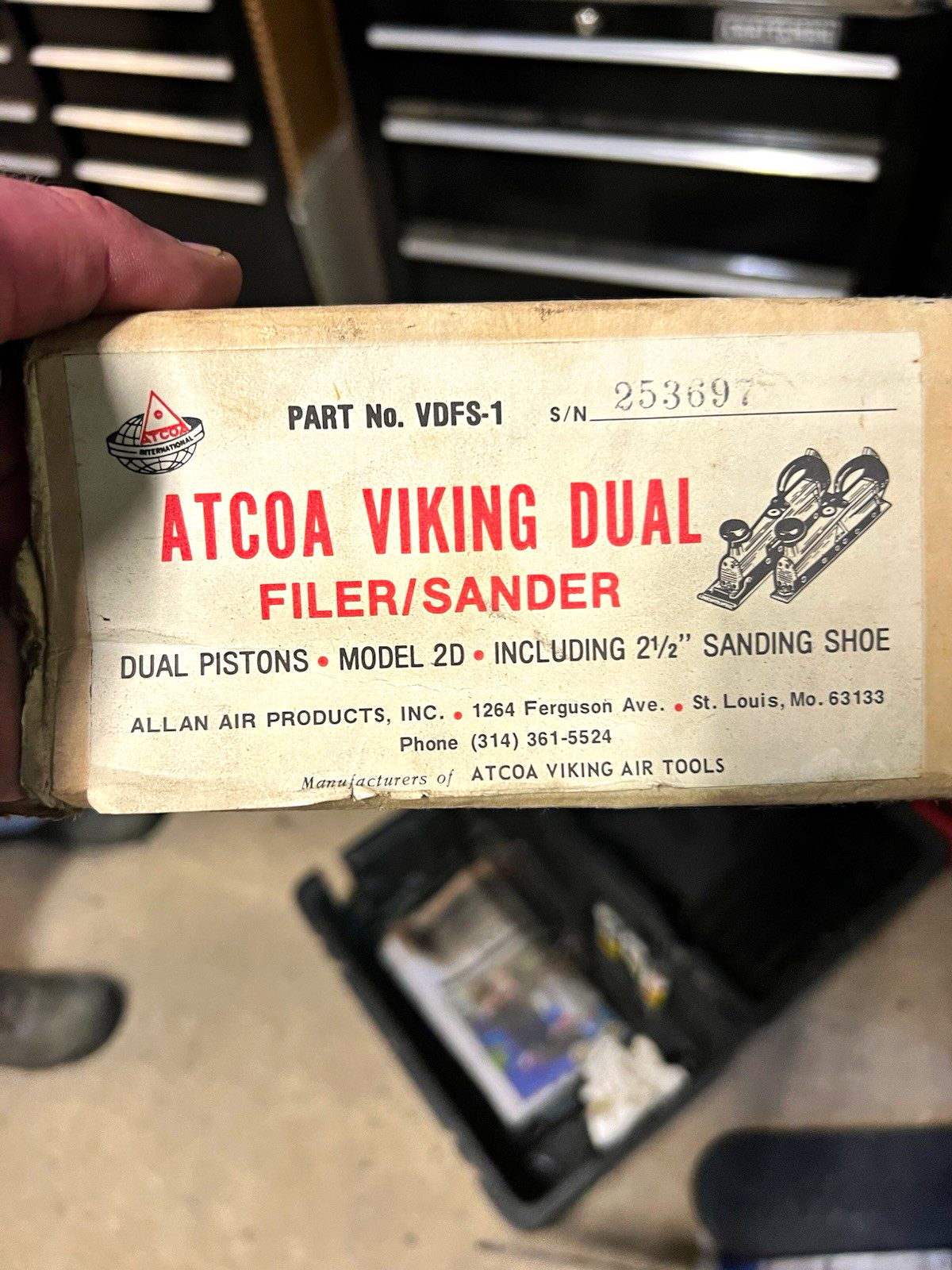 ATCOA Viking Dual Filer/Sander Model 2D Air Tool VDFS-1 Red/Black