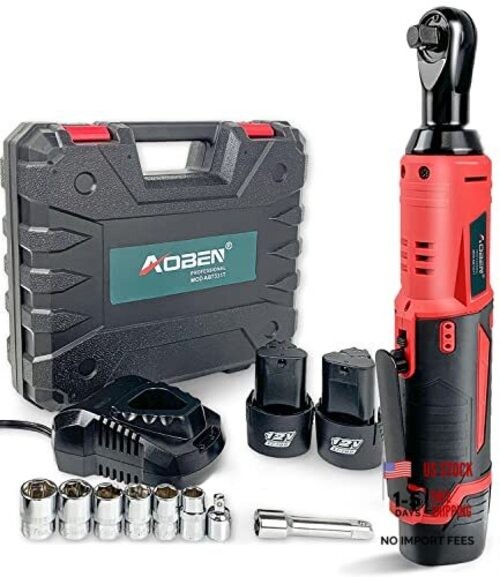 Cordless Electric Ratchet Wrench Set, 3/8&Prime; 12V Power 3/8&Prime; 12V with 2 Batteries