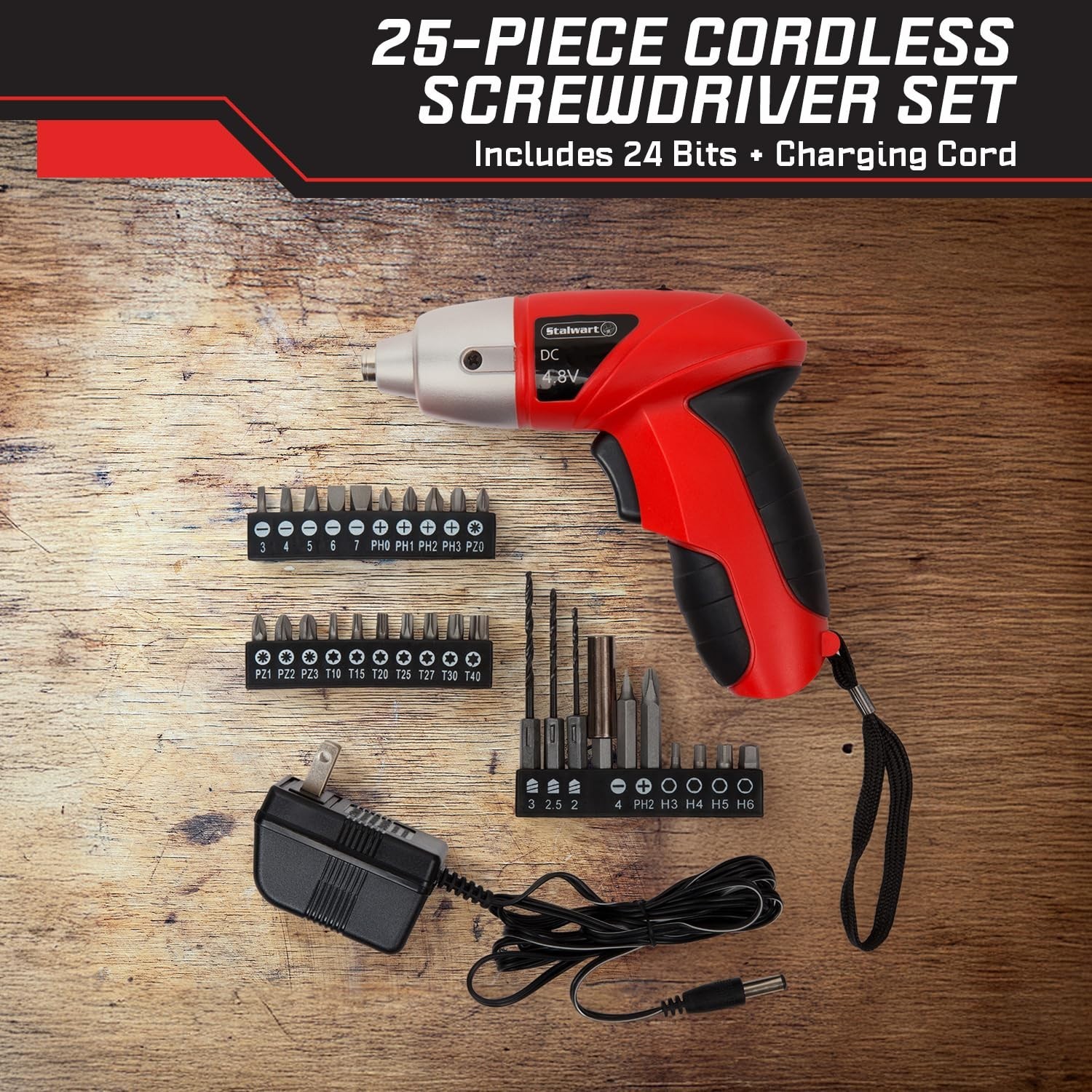 25-Piece Electric Screwdriver Set – Cordless Drill with LED Work Light, Autom…