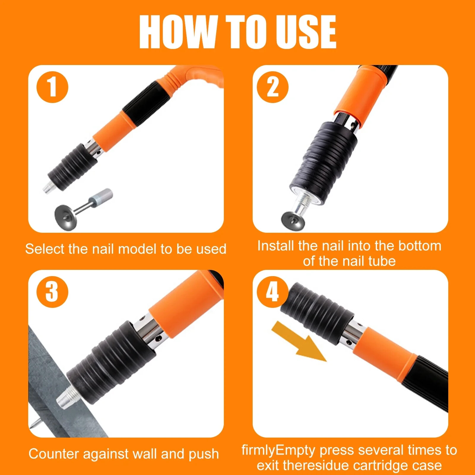 50PCS Round Nails Powerful Concrete Nail Gun Air Nailer Nail Wall Fastening Tool