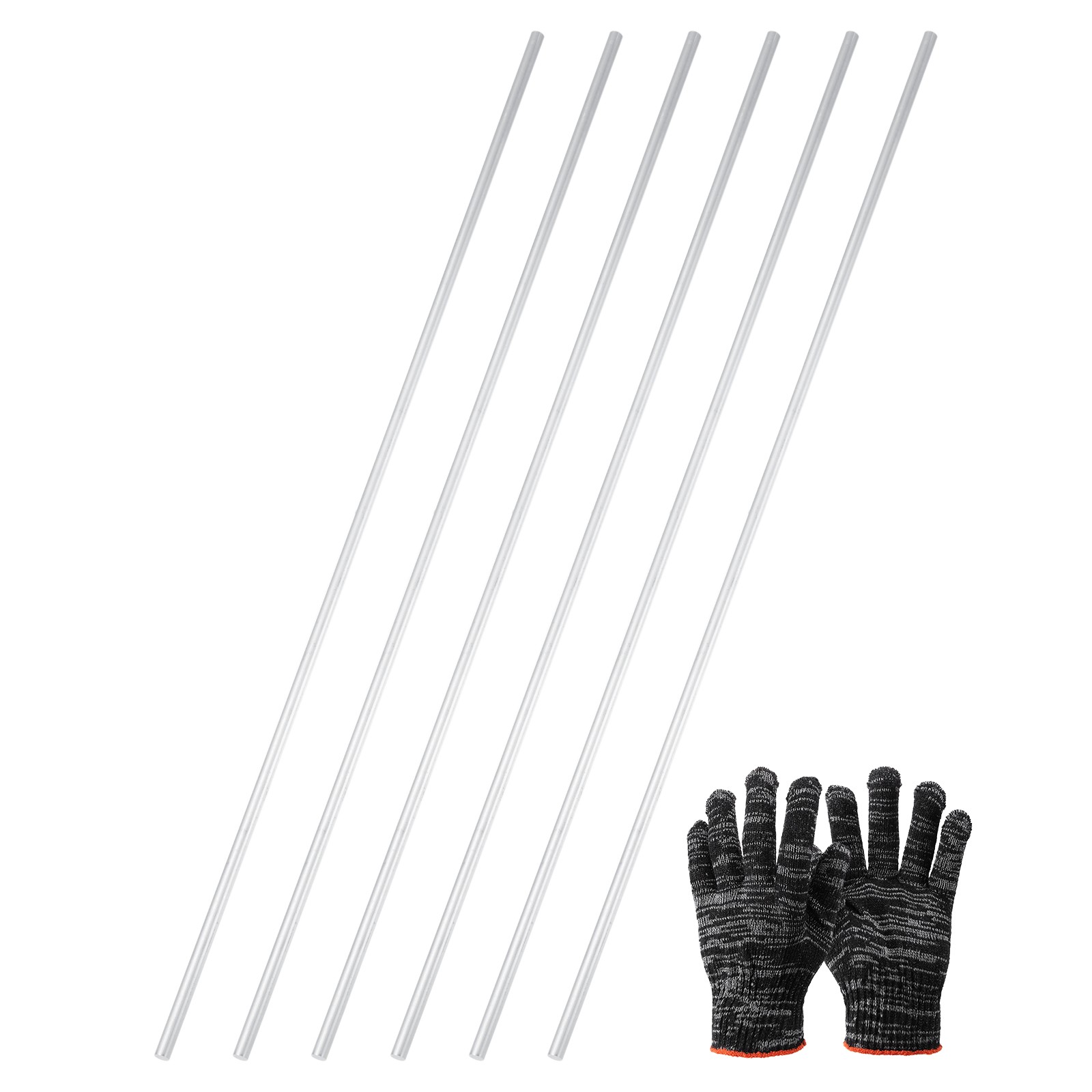 6 Pcs 6061 Aluminum Rod 7/32&Prime;(5mm) Dia 12&Prime;(305mm) Long, Silver Tone