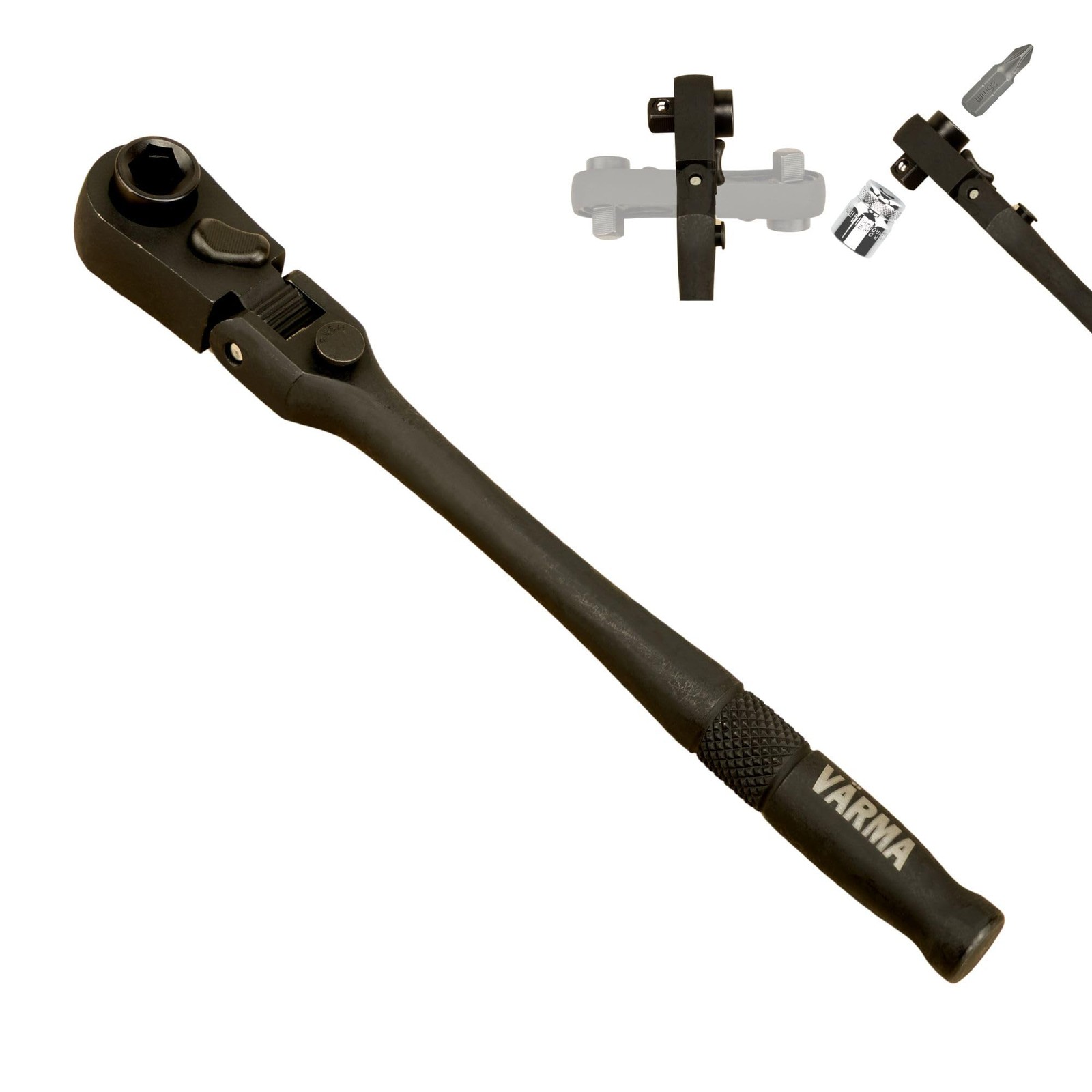 1/4 Inch Drive Dual Flex Head Ratchet Bit Driver 6 Inch Long 72 Tooth 5 Swing