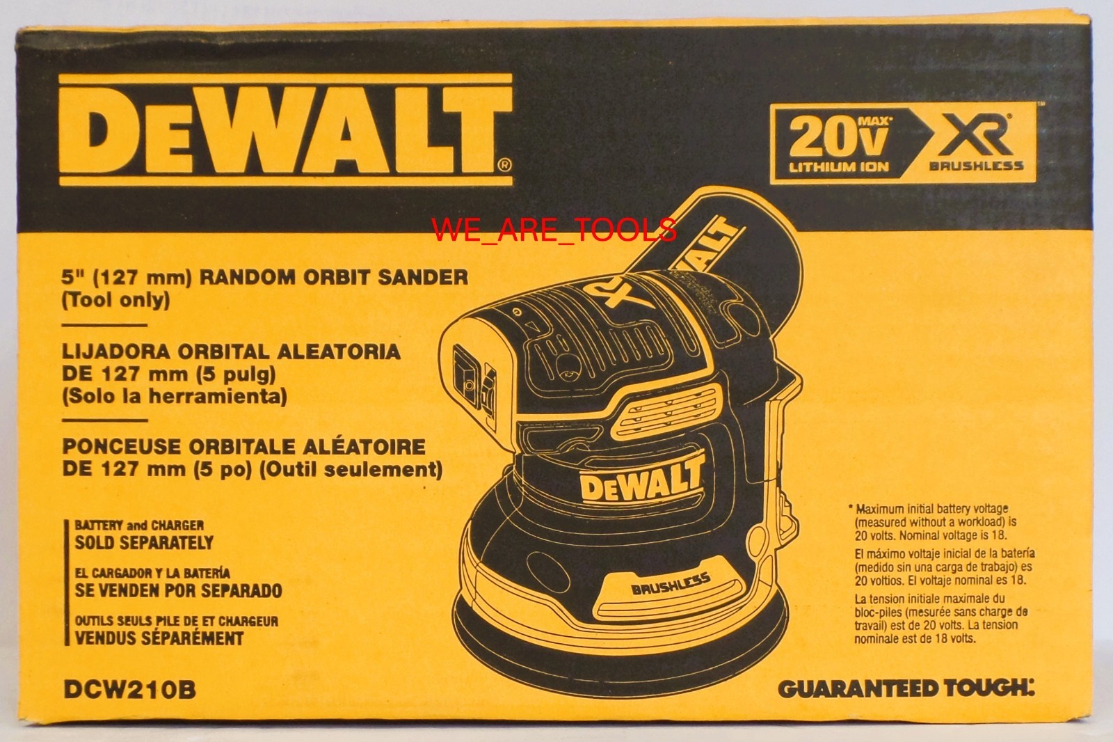 DeWalt DCW210B 20V MAX Cordless 5&Prime; Variable Orbital Sander Brushless 20 Volt