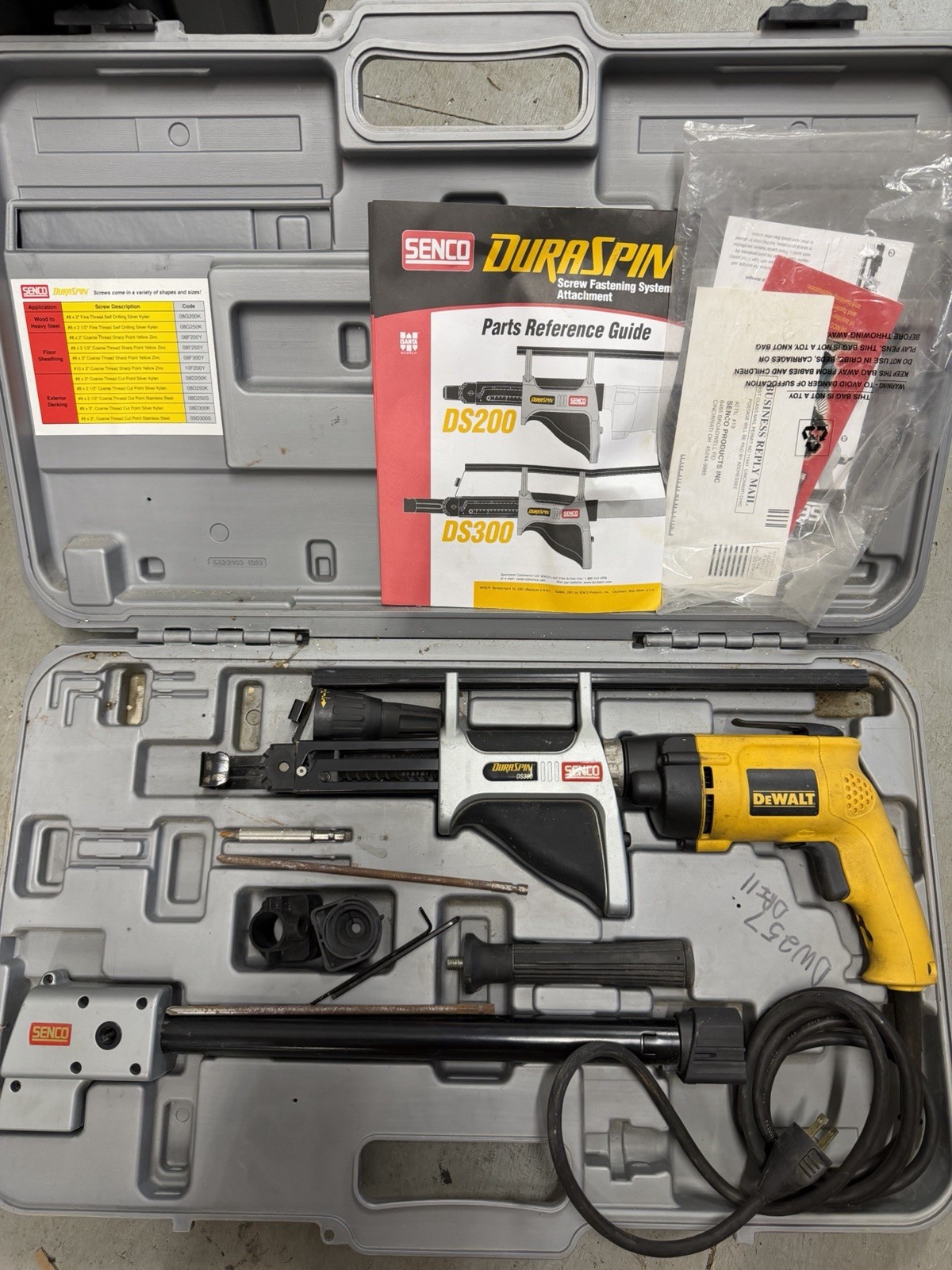 Senco DuraSpin DS300 Screw Fastening Attachment & Dewalt DW257 Screwgun