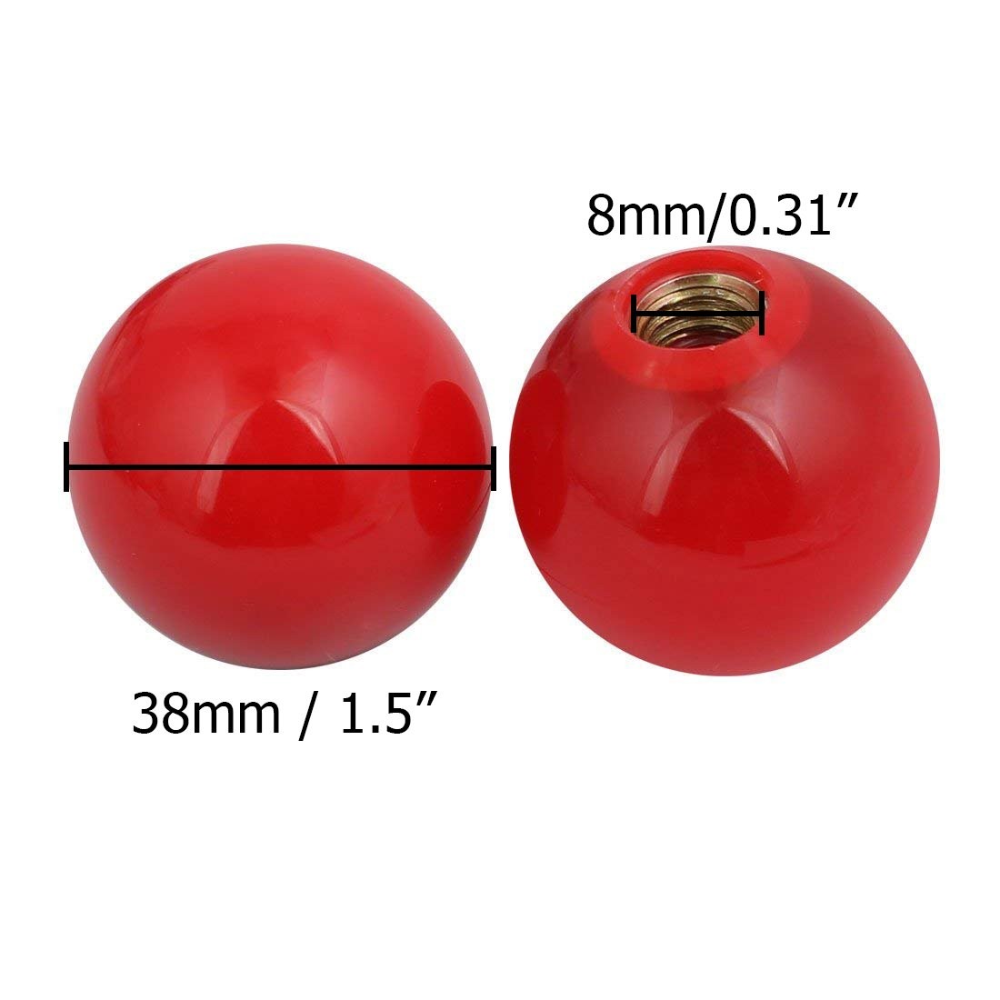 LDEXIN 5 Pcs 0.4&Prime; (10mm) Female Thread Bore 1.5&Prime; (38mm) Spherical Round Ball …