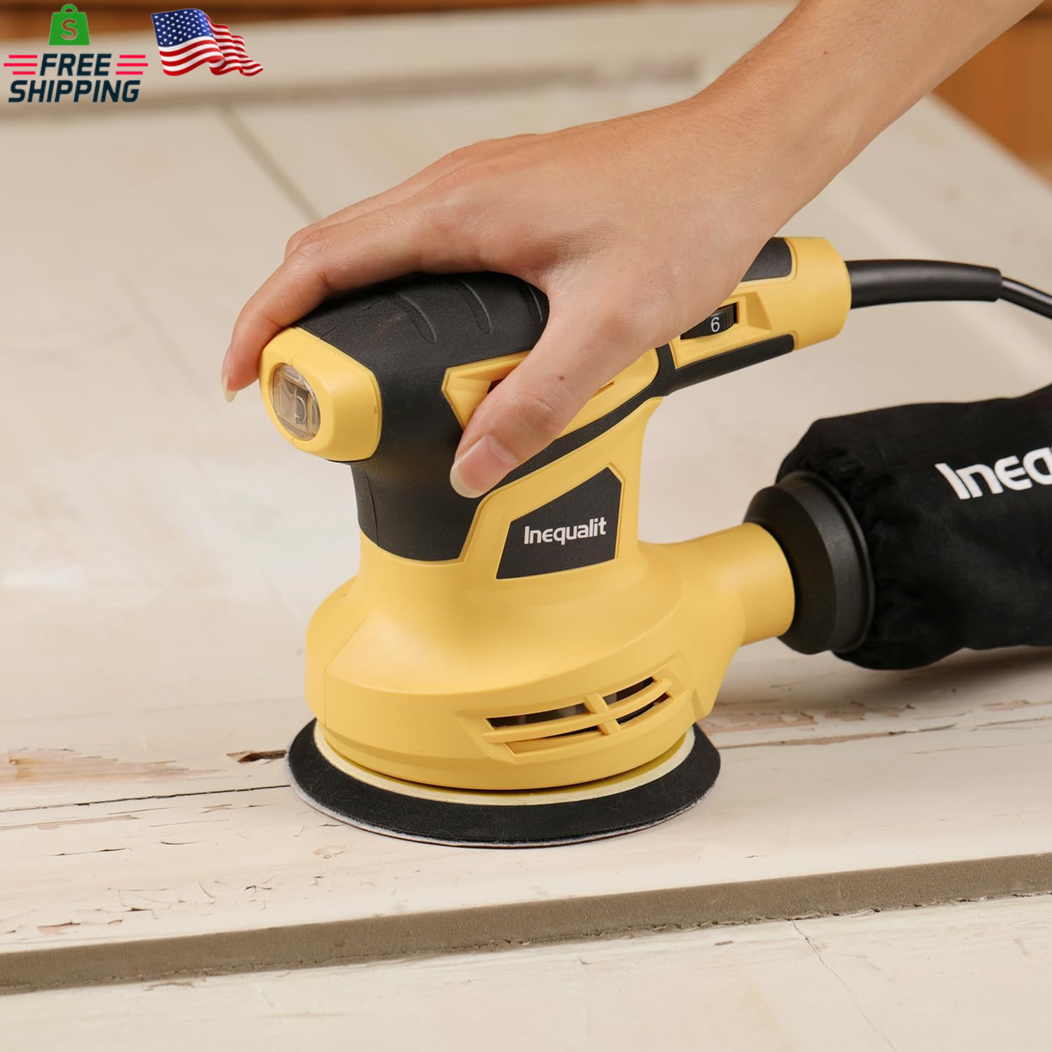 Random Orbital Sander, 2.4Amp 5-Inch Corded Palm Sander, Max 13000 OPM Electric