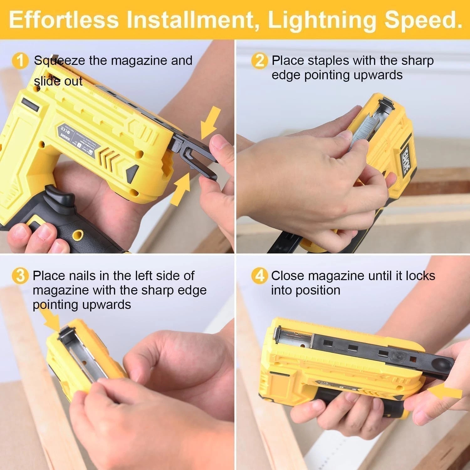 Cordless Electric Stapler and Brad Nailer – 3.7V with USB Charger & 1000 Staples