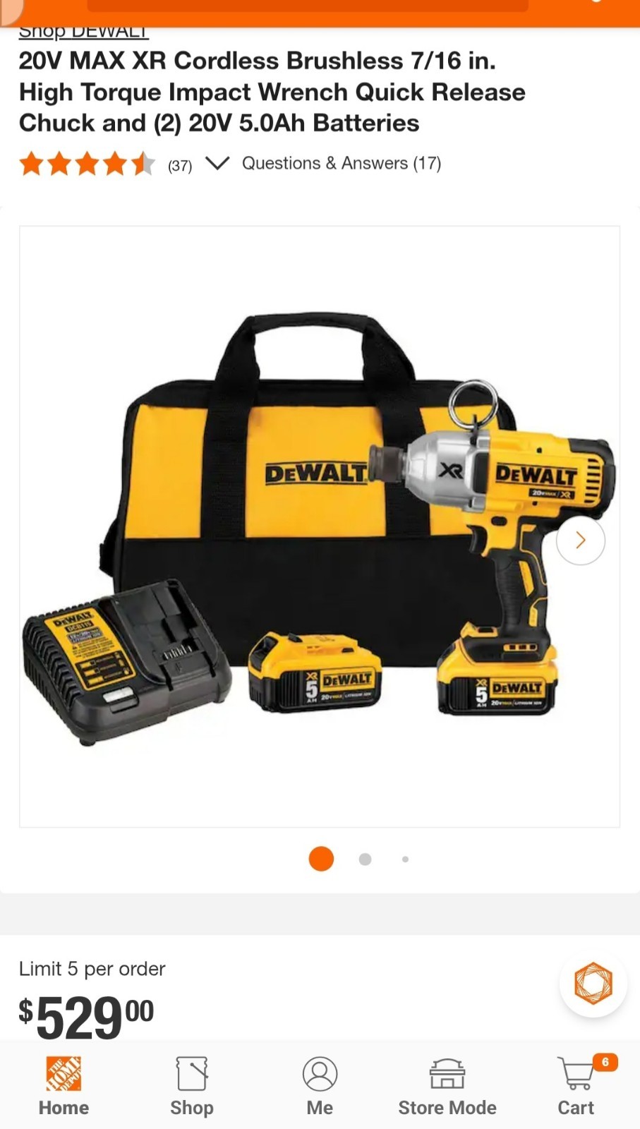 ⭐️NEW⭐️ DeWalt 20V MAX XR Brushless 7/16&Prime; High Torque Impact Wrench Kit DCF898P2