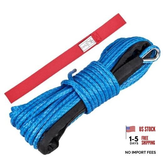 ATV UTV Synthetic Winch Rope Cable 8,300 lbs Pulling 3/16&Prime; x 50 ft Blue