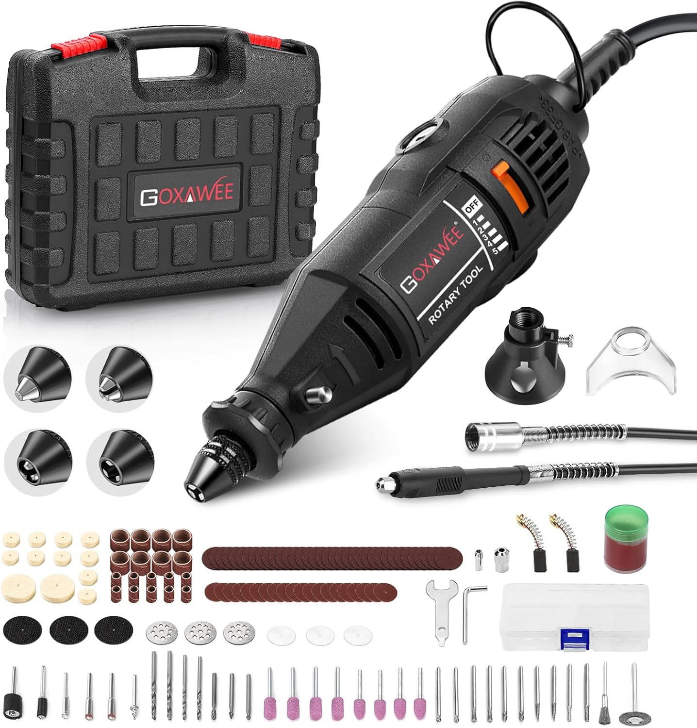 Rotary Tool Kit with Multipro Keyless Chuck and Flex Shaft -140Pcs Accessories V