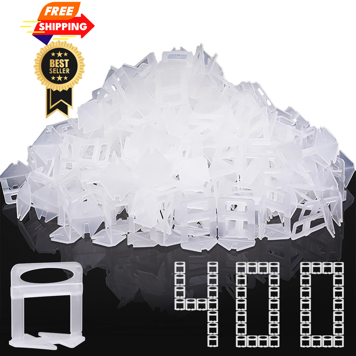 DGSL Tile Leveling System, 400-Piece Spacers Clips 1/16 Inch 1/16*400