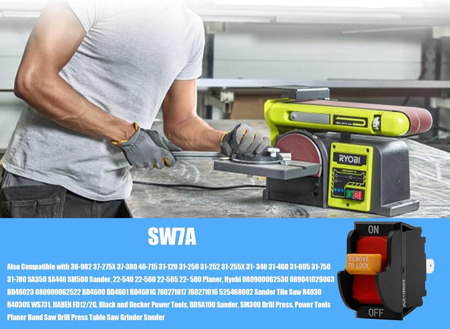 SW7A Table Saw On-Off Toggle Switch Replacemen for Delta 489105-00 1343759 40006