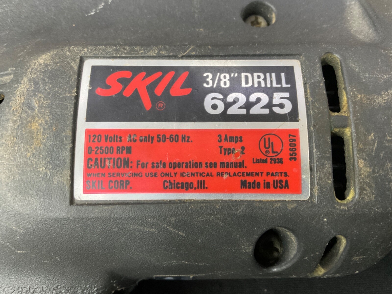 Skil 3/8&Prime; Drill Electric Model 6225 VSR 1/3 HP 0-2500 RPM USA