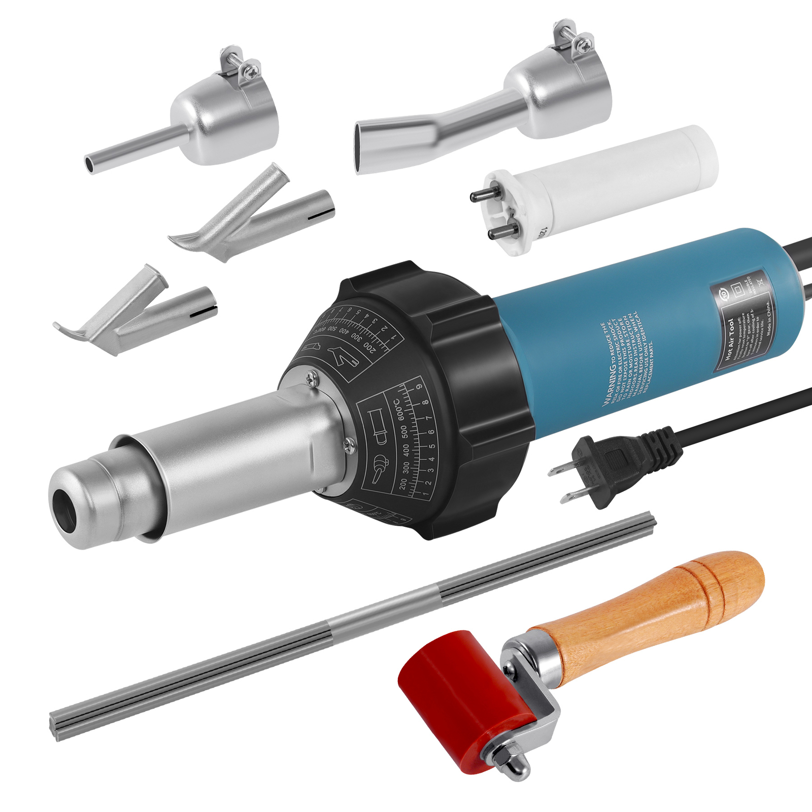 1500W Professional Hot Air Gun Heating Gun Plastic Welder Tool with Nozzles
