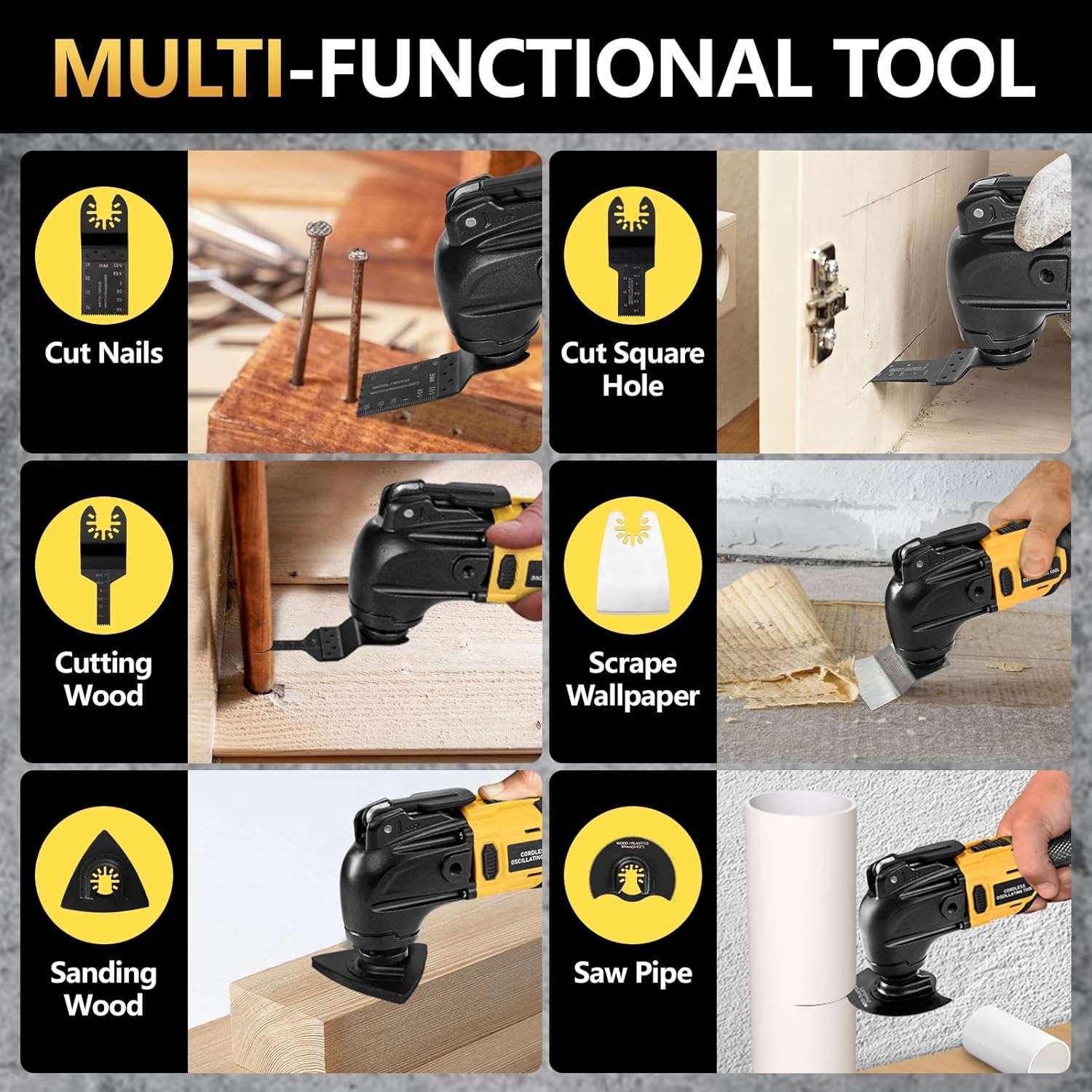 Cordless Oscillating Tool, Compatible with Dewalt 20V Batteries [NO BATTERY]
