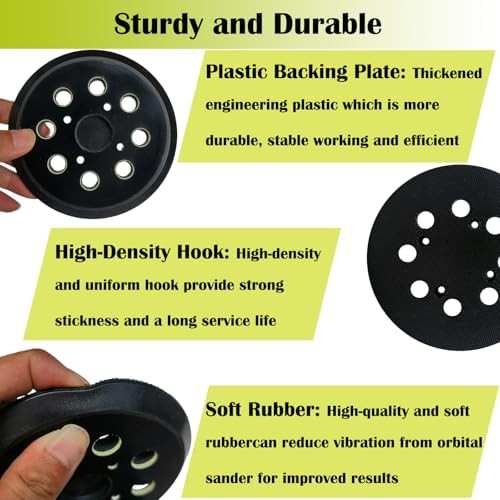 2 Pack 5 Inch 8 Hole Replacement Sander Pad for Ryobi Sander, 5 Inch 8 Hole Hook