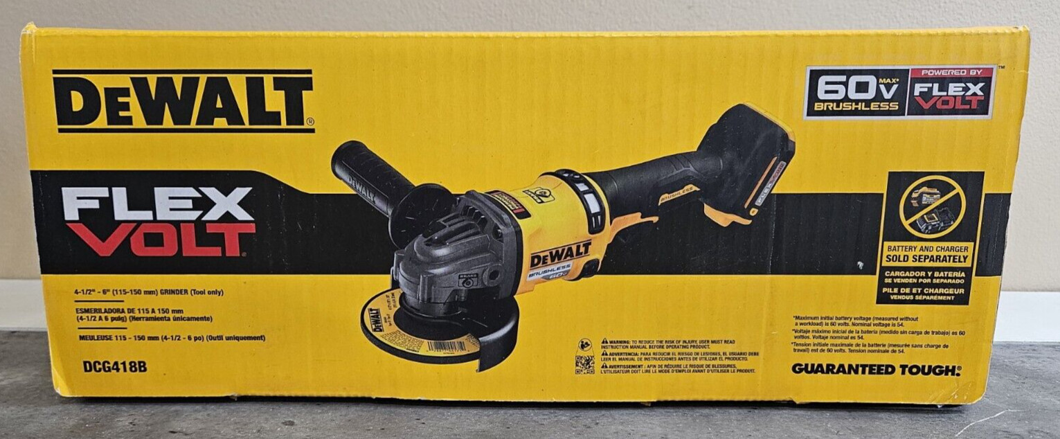 NEW DeWalt DCG418B 60V MAX FLEXVOLT 4 1/2&Prime; – 6&Prime; Angle Grinder w/ Kickback Brake