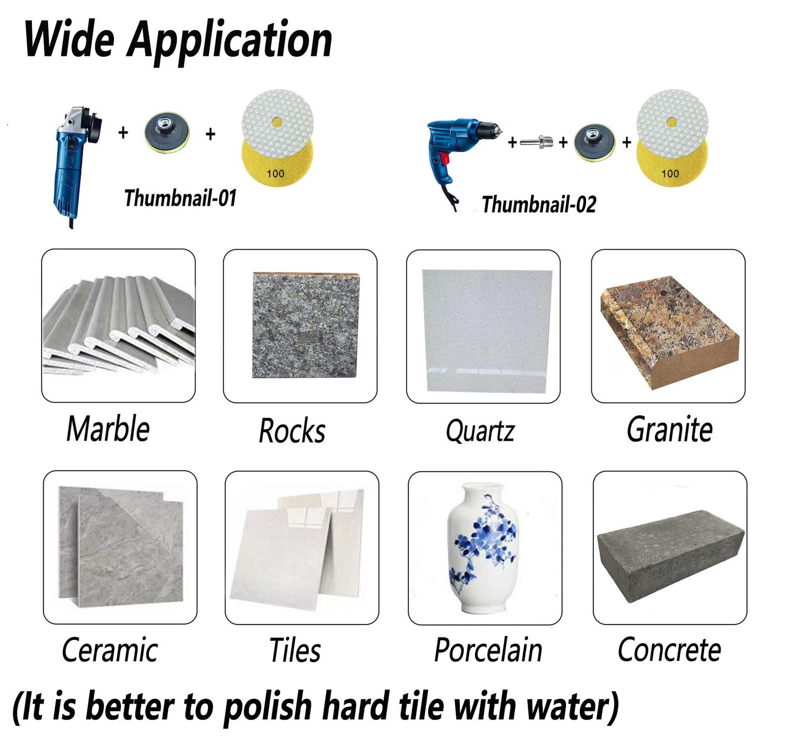 Dry Diamond Polishing Pads 4&Prime; Grit 400 for Granite, Marble, Quartz, Concrete