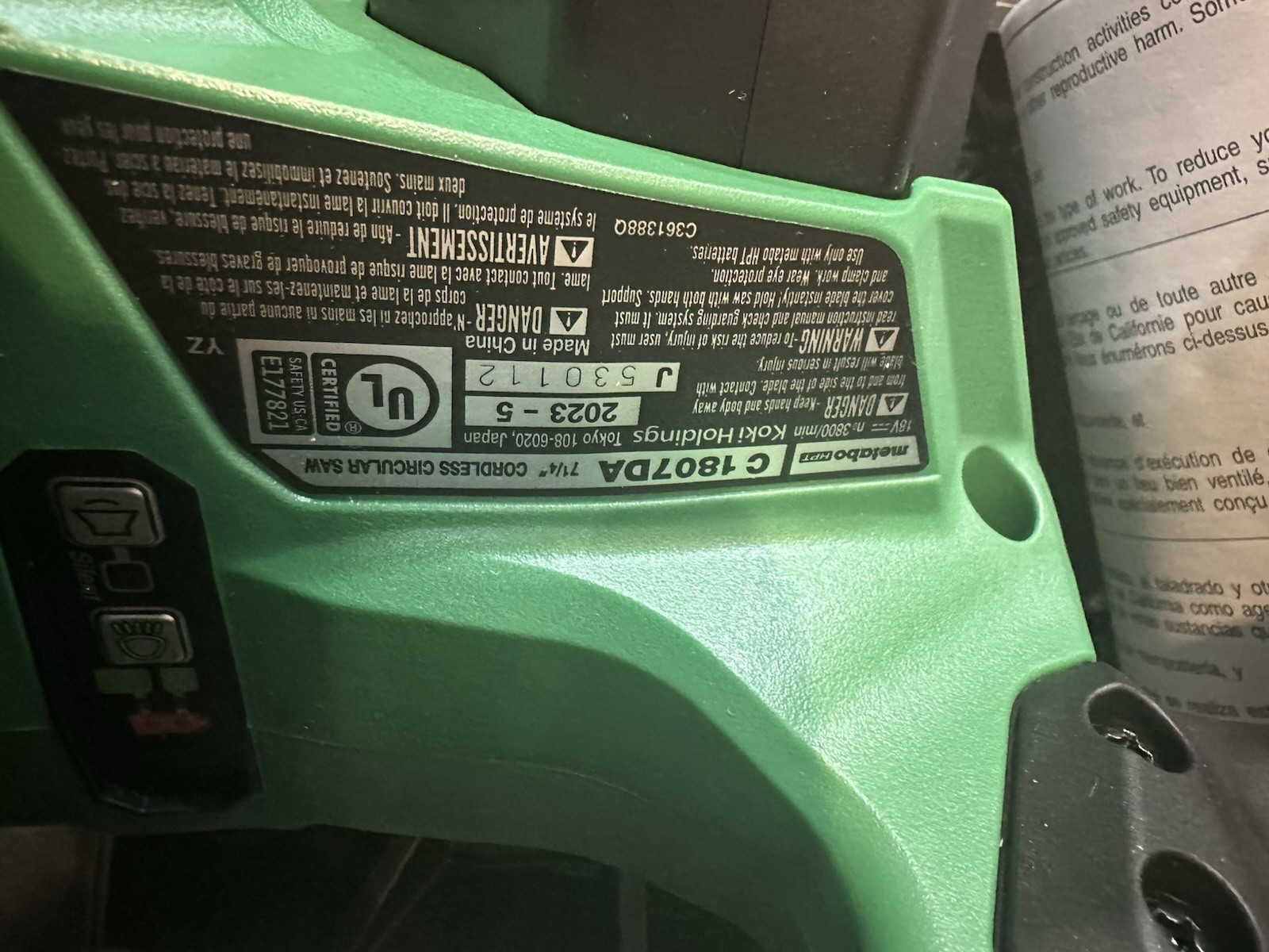 Metabo Hpt 18V Multivolt 7-1/4 Inch Cordless Circular Saw (Bare Tool)
