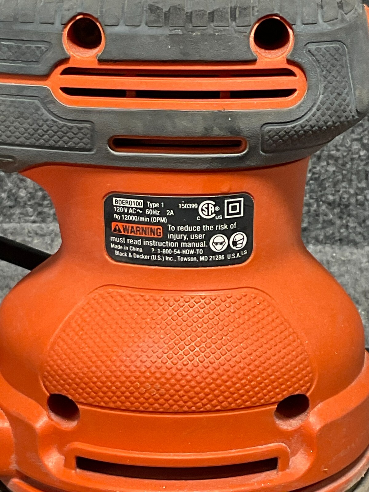 Black & Decker BDERO100 5&Prime; Random Orbit Sander 2.0A Used