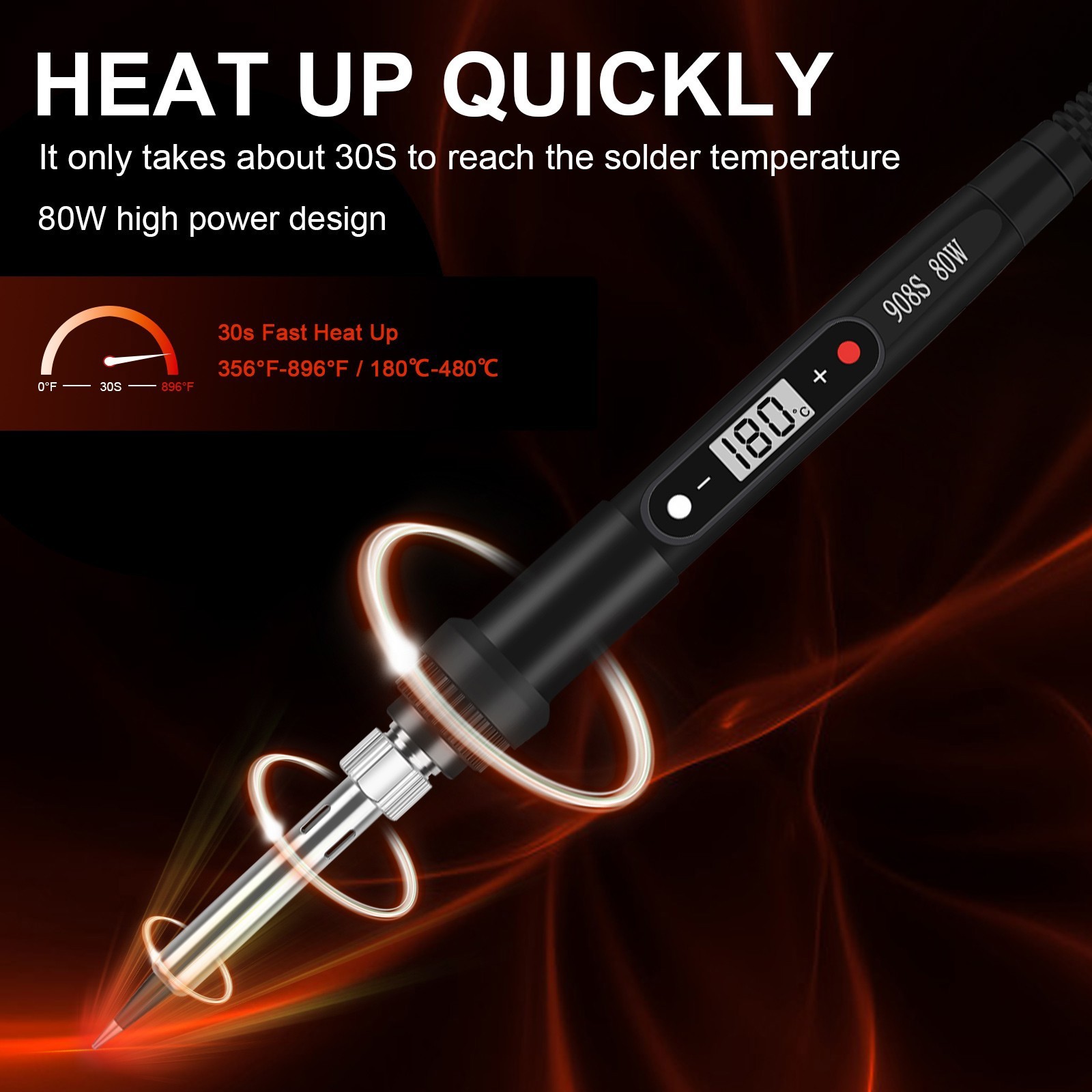 80W Electric Soldering Iron Kit Solder Welding Tool Stand Adjustable Temperature