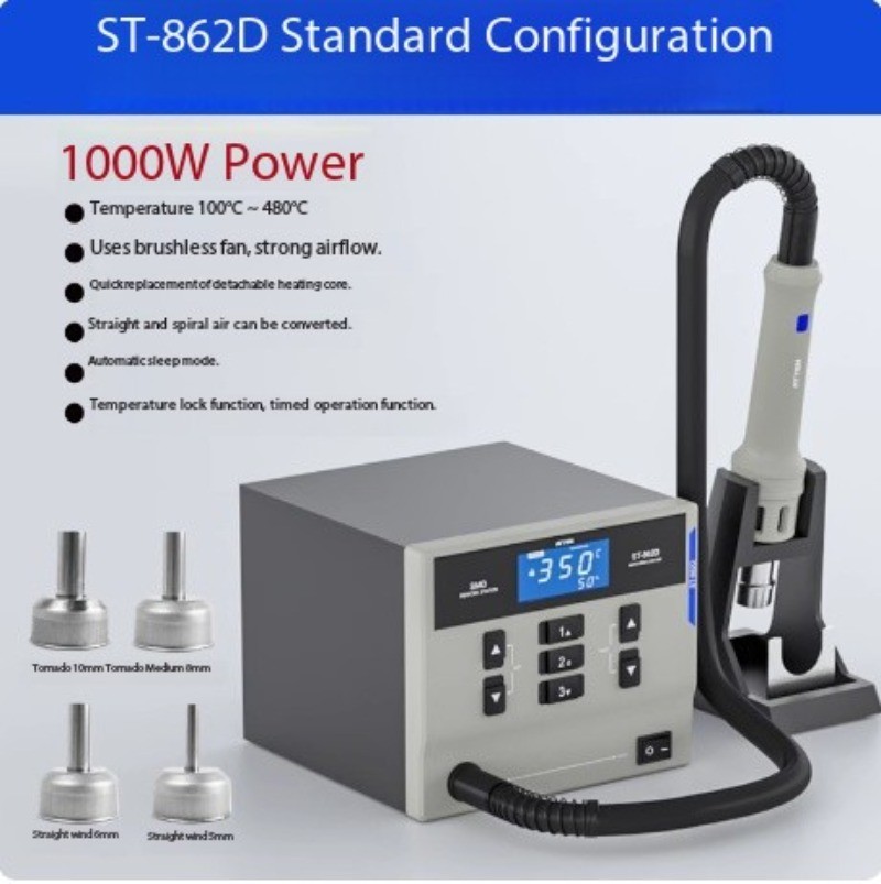 ST-862D Constant Temperature Soldering Station with Direct Airflow, 1000W
