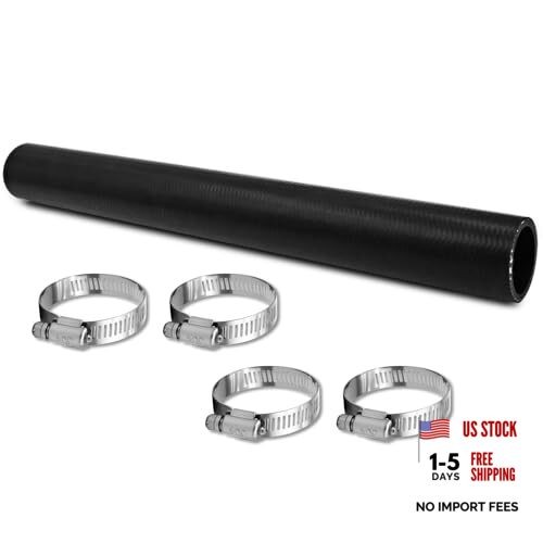 1 3/8 inch Fuel Filler Neck Hose With 4 Clamps, 15 7/8&Prime; 1.375&Prime; ID Straight