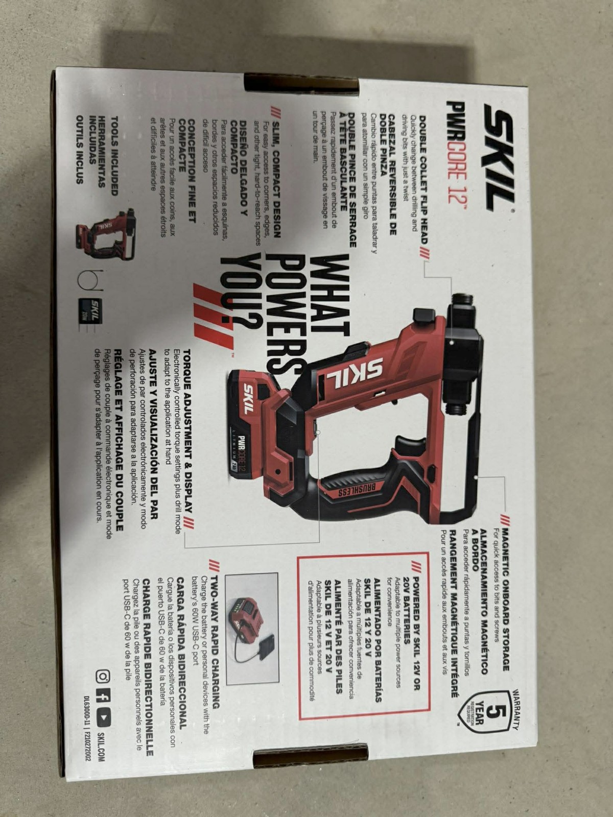 New-Skil Brushless Flip Drill DL6300D-11 w/ Battery + Charger PWRCORE 12V 20V