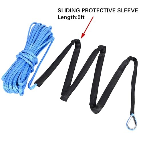 ATV UTV Synthetic Winch Rope Cable 8,300 lbs Pulling 3/16&Prime; x 50 ft Blue