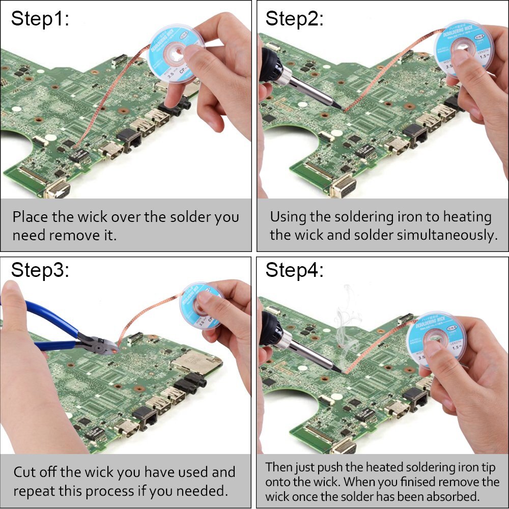 Desoldering Wick Desoldering Pump Solder Sucker Solder Wick 2pcs Solder Braid 2